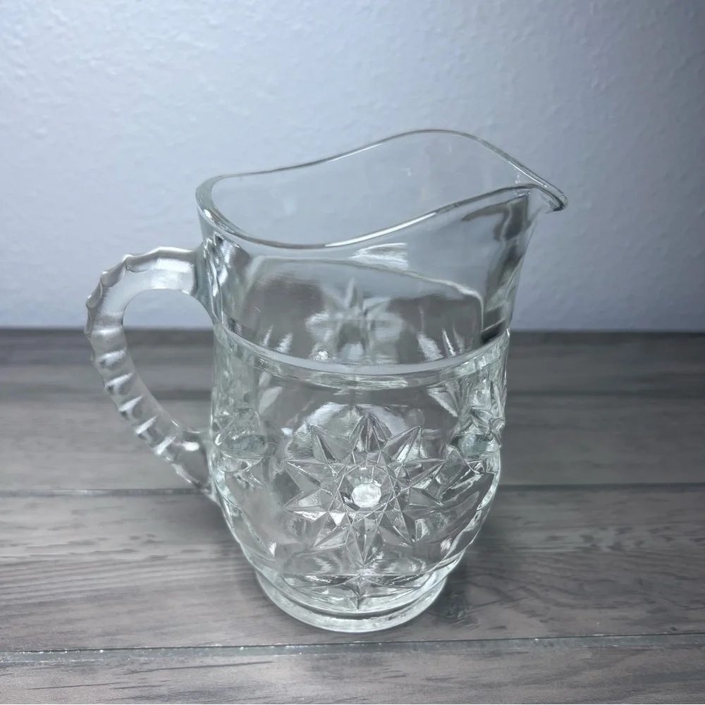 Vintage Anchor Hocking Early American Prescut (EAPC) Star of David Glass Pitcher